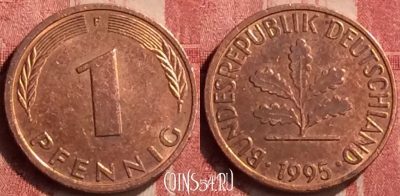 Германия 1 пфенниг 1995 года F, KM# 105, 408-085