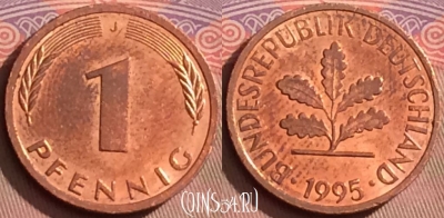 Германия 1 пфенниг 1995 года J, KM# 105, 090l-034
