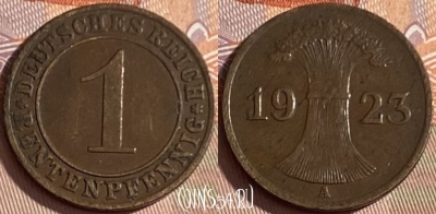 Германия 1 пфенниг 1923 A, KM# 30, 372p-046