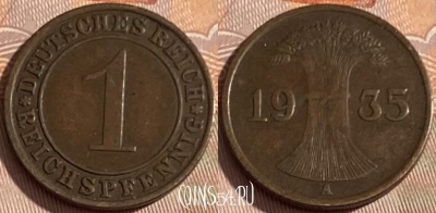 Германия 1 рейхспфенниг 1935 A, KM# 37, 295q-023