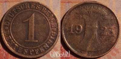 Германия 1 рентенпфенниг 1923 года J, KM# 30, 175a-094
