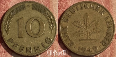 Германия 10 пфеннигов 1949 года D, KM# 103, 050p-161