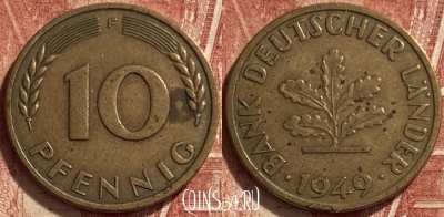 Германия 10 пфеннигов 1949 F, KM# 103, 329q-036