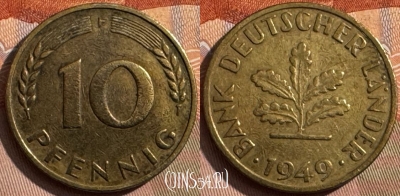 Германия 10 пфеннигов 1949 F, KM# 103, s390s-052 ♛