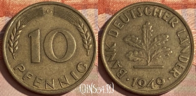 Германия 10 пфеннигов 1949 G, KM# 103, 385p-070