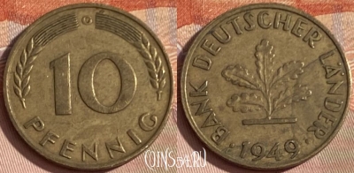 Германия 10 пфеннигов 1949 G, KM# 103, 388p-124