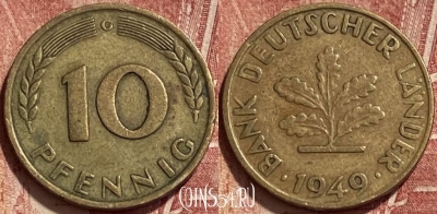 Германия 10 пфеннигов 1949 G, KM# 103, 420q-116