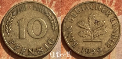 Германия 10 пфеннигов 1949 года J, KM# 103, 307q-009