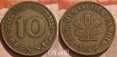 Германия 10 пфеннигов 1949 J, KM# 103, 346q-130