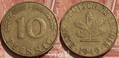 Германия 10 пфеннигов 1949 J, KM# 103, 416q-012