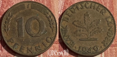 Германия 10 пфеннигов 1949 J, KM# 103, 417p-136