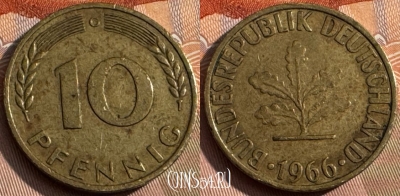 Германия 10 пфеннигов 1966 G, KM# 108, 158s-055
