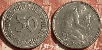 Германия 50 пфеннигов 1969 года F, KM# 109, 255p-104
