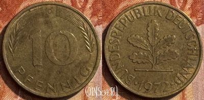 Германия 10 пфеннигов 1972 D, KM# 108, 279s-123