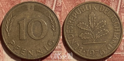 Германия 10 пфеннигов 1976 J, KM# 108, 423q-023