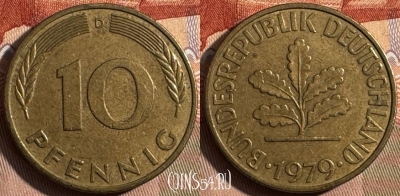 Германия 10 пфеннигов 1979 D, KM# 108, s424s-115