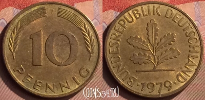 Германия 10 пфеннигов 1979 года F, KM# 108, 412-100