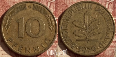 Германия 10 пфеннигов 1979 G, KM# 108, 100q-070
