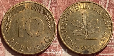 Германия 10 пфеннигов 1979 G, KM# 108, 413q-056