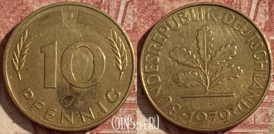 Германия 10 пфеннигов 1979 J, KM# 108, 121q-091