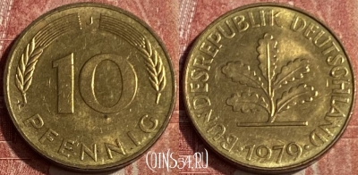 Германия 10 пфеннигов 1979 J, KM# 108, 194q-069