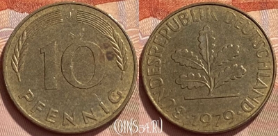 Германия 10 пфеннигов 1979 года J, KM# 108, 350q-060
