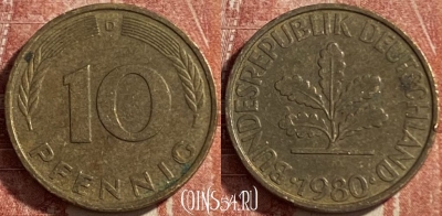 Германия 10 пфеннигов 1980 года D, KM# 108, 485р-037