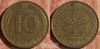Германия 10 пфеннигов 1980 D, KM# 108, 050p-183