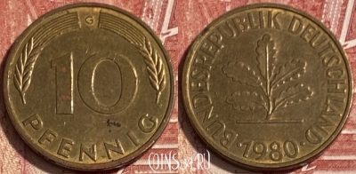 Германия 10 пфеннигов 1980 G, KM# 108, 072s-015