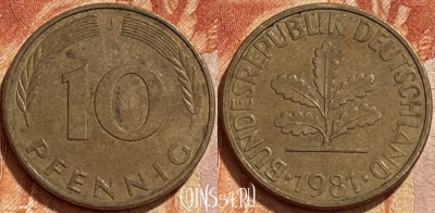 Германия 10 пфеннигов 1981 J, KM# 108, 365q-087