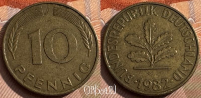 Германия 10 пфеннигов 1982 F, KM# 108, 158s-120