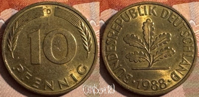 Германия 10 пфеннигов 1988 D, KM# 108, 247s-071 ♛