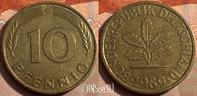 Германия 10 пфеннигов 1989 D, KM# 108, 155s-078