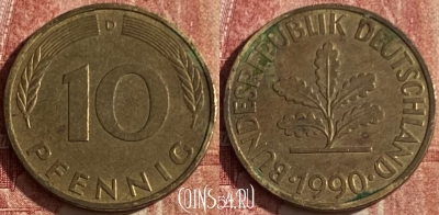 Германия 10 пфеннигов 1990 D, KM# 108, 048p-112