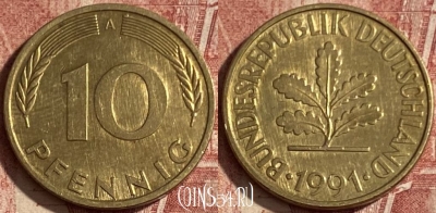Германия 10 пфеннигов 1991 A, KM# 108, 097q-070