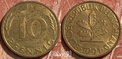 Германия 10 пфеннигов 1991 A, KM# 108, 329q-107