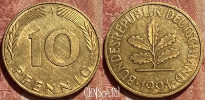 Германия 10 пфеннигов 1991 J, KM# 108, 461q-466