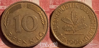 Германия 10 пфеннигов 1996 G, KM# 108, 244l-154