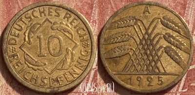 Германия 10 рейхспфеннигов 1925 года A, KM# 40, 335q-141