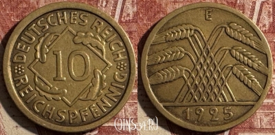 Германия 10 рейхспфеннигов 1925 E, KM# 40, 505s-096