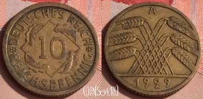 Германия 10 рейхспфеннигов 1929 года A, KM# 40, 304o-140