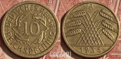 Германия 10 рейхспфеннигов 1935 A, KM# 40, 097q-113