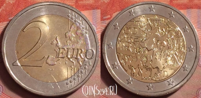 Германия 2 евро 2019 г. D, Берлинская стена, UNC, 067k-058