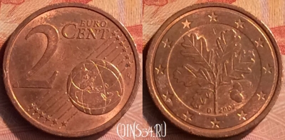 Германия 2 евроцента 2002 года D, KM# 208, 273n-109