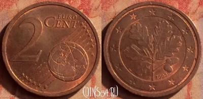 Германия 2 евроцента 2003 года A, KM# 208, 415-092