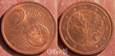Германия 2 евроцента 2003 года J, KM# 208, 427-035