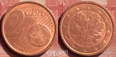 Германия 2 евроцента 2004 года D, KM# 208, 050l-168