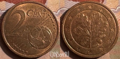 Германия 2 евроцента 2004 J, KM# 208, s425s-063