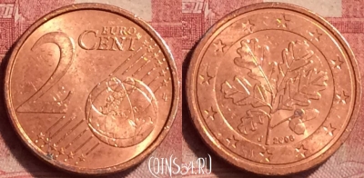 Германия 2 евроцента 2006 года J, KM# 208, 051l-025