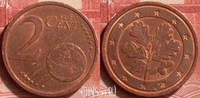 Германия 2 евроцента 2007 года A, KM# 208, 061m-114